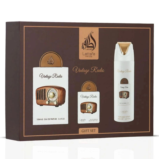 Gift Set Vintage Radio EDP 100ML, 29ML, 200ML - Lattafa